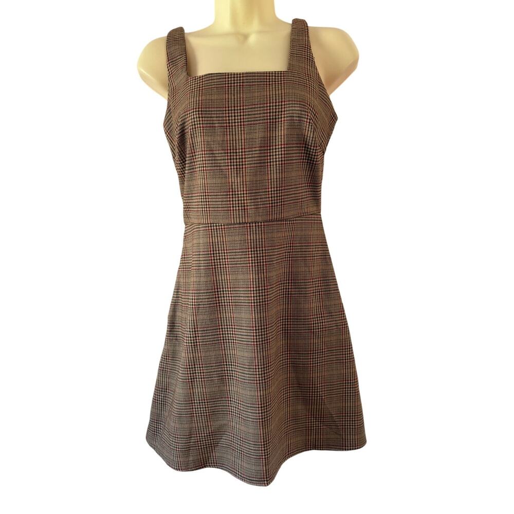 SHEIN Brown/Tan Plaid Dress Academia Size XS